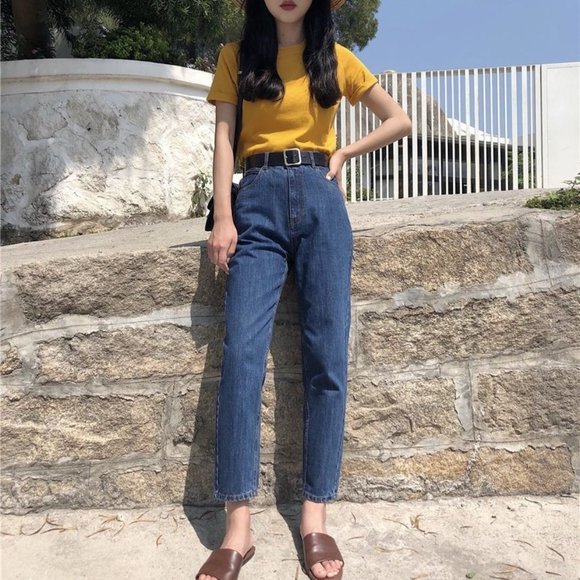 Plain Slim-Fit Short-Sleeve T-Shirt One Size Tumeric Color - Picture 4 of 6